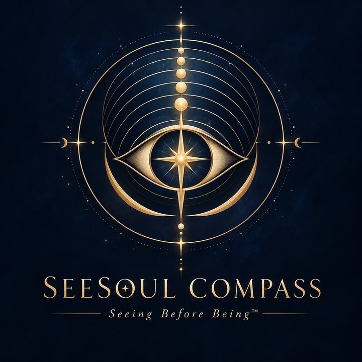 SeeSoul Compass 图腾：一只眼睛，中心是一颗指引的星，上方是七重弧线。